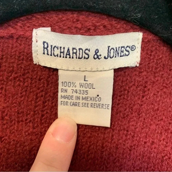 Richards & Jones 100% wool burgundy full  length belted cardigan - Picture 2 of 4